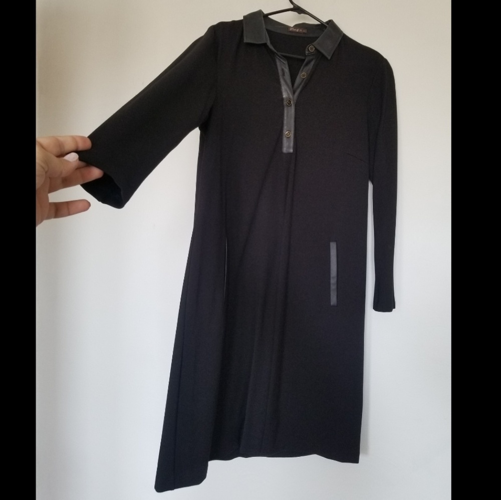 Black dress with leather collar